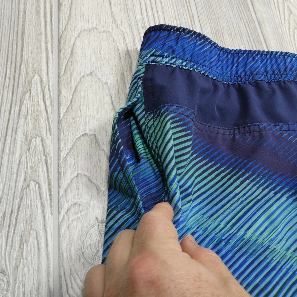Speedo Swim Trunks‎ Adult Large Blue Green Bathing Suit Lined Shorts